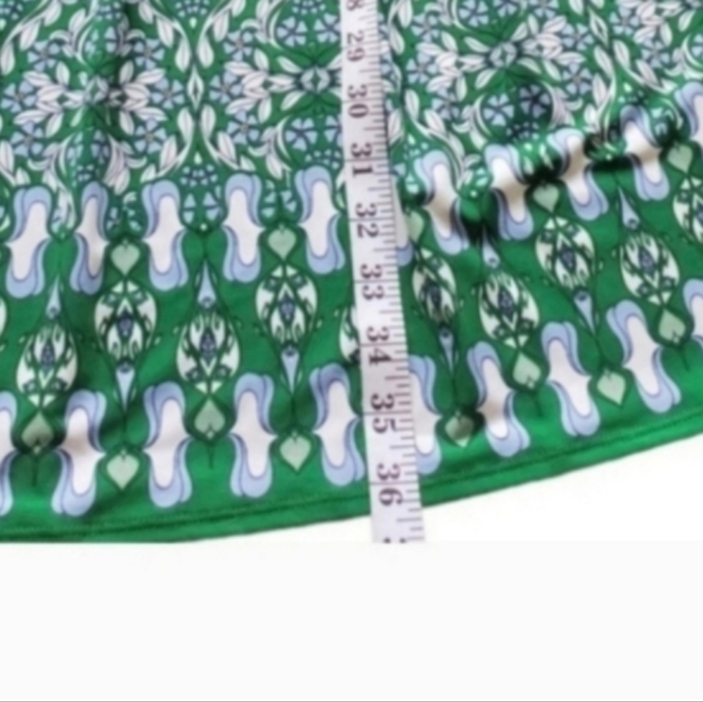 Sophie Max Kelly Green Floral Stripe Blue Fit Flare Sleeveless Swing Dress M - Picture 7 of 8